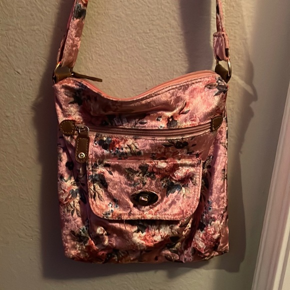 Handbags - Floral Pink Cross body bag.